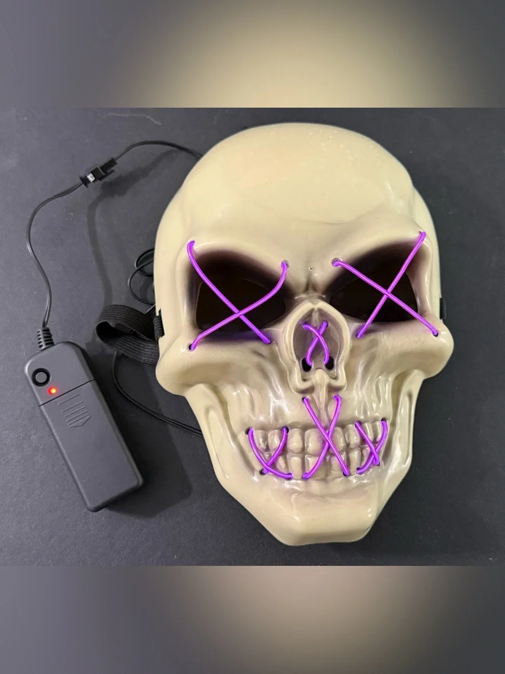 Light-Up Skull Mask with Purple LED Wire NWOT